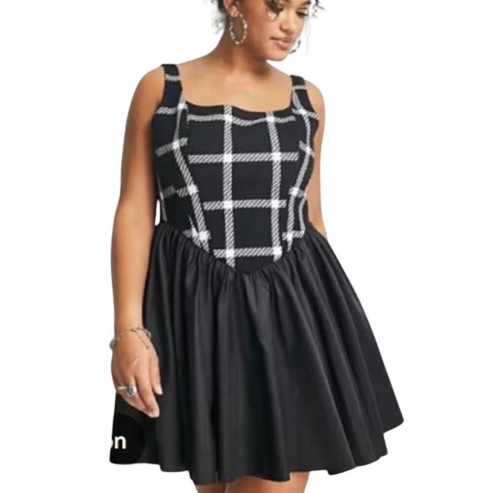 NEW ASOS Curve Black White Corset Mini Dress 14